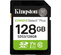 Kingston Technology 128GB SDXC Canvas Select Plus Gen3 150MB/s C10 UHS-I U1 V10 SDS3/128GB