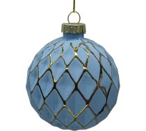 Ziemassvētku rotājums JOY “Xmas Blue” – zilā Ziemassvētku bumba, Ø8 cm, stikls 89070