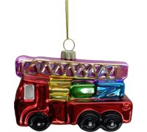 Ziemassvētku rotājums JOY “Ugunsdzēsēju mašīna”, 10 cm, stikls 89043