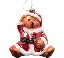 Ziemassvētku rotājums JOY “Lācītis Santaklauss”, 10,5 cm, stikls 89005