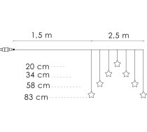 Gaismas aizkars Springos CL4139, 70 LED, zvaigznītes, silti balts CL4139