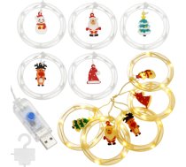 Gaismas aizkars Springos CL4042 110 LED girlianda, USB lampiņas ar figūriņām , silti balts CL4042