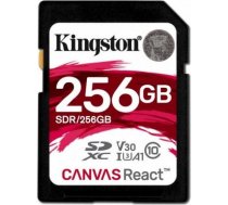 Kingston SDXC Canvas React 256GB 100R/80W CL10 UHS-I U3 V30 A1 (Ir veikalā) SDR/256GB