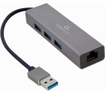 Gembird USB AM Gigabit Tīkla adapteris / 3 portu USB 3.0 Hubs A-AMU3-LAN-01