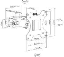 Maclean MC-983 LED LCD Monitor Pole Mount Bracket 8kg Holder Pipe Tube Diameter 28-60mm 17-32'' Screen MC-983
