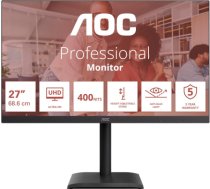 AOC U27E4CV 27 " IPS UHD 16:9 60 Hz 4 ms 3840 x 2160 pixels 400 cd/m² HDMI ports quantity 2 Black U27E4CV