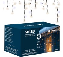LED svētku gaismas aizkars ar 50 LED auksti baltā gaismā + flash Springos CL1240 CL1240