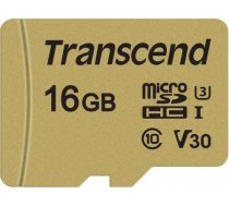 Memory card Transcend microSDHC USD500S 16GB CL10 UHS-I U3 Up to 95MB/S +adapter TS16GUSD500S