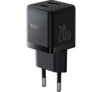 Baseus Sienas ātrais lādētājs Palm 20W USB + USB-C QC3.0 PD3.0 ar USB-C kabeli 1 m, melns P10111608113-01
