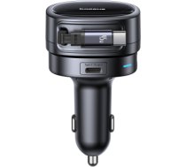 Baseus Auto lādētājs PrimeTrip VR1 60W 12-24V USB-A + USB-C QC PD ar ievelkamu 0,8 m USB-C kabeli, melns C00069001121-00