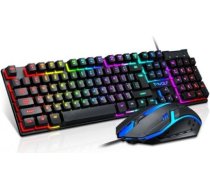 iLike PC Gaming Keyboard (EN) mechanical feel keys + Gaming Mouse set with LED Black TF200