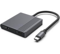 Dokstacija Gembird USB-C to HDMI + DP 4K 60Hz, black 18cm A-CM-HDMIFDPF-01