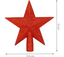 Springos Ziemassvētku eglītes galotne 15 cm, smaila, sarkana zvaigzne CA1196