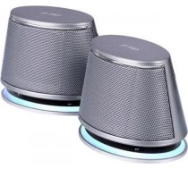 Fenda Multimedia - Speaker F&D V620 Plus Silver 4w(2w*2), 1.5'' full range Neodymium driver, With bottom radiator design for springy bass (AAS Technology), Powered by USB V620_PLUS_SILVER