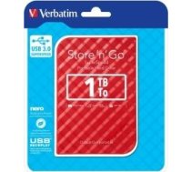 Verbatim Store & Go 1TB USB3.0 Red Ārējais cietais disks 53203V