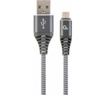 Gembird USB Male - Micro USB Male Premium cotton braided 2m Space Grey/White CC-USB2B-AMMBM-2M-WB2