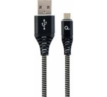 Gembird USB Male - Micro USB Male Premium cotton braided 1m Black/White CC-USB2B-AMMBM-1M-BW