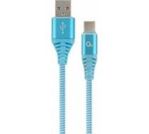 Gembird USB Male - USB Type C Male Premium cotton braided 2m Blue/White CC-USB2B-AMCM-2M-VW
