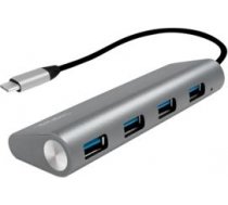 LOGILINK- USB-C 3.1 hub, 4 port, aluminum casing, grey UA0309