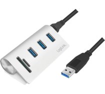 LOGILINK - USB 3.0, 3-port hub, with card reader and aluminum casing CR0045