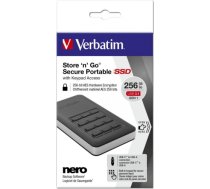 Verbatim External SDD 256GB Store & Go G1 2.5inch USB3.1 Black Secure Portable 53402