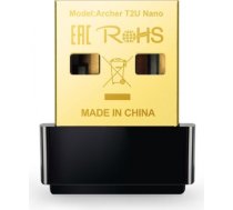 TP-LINK Dual Band USB 2.0 Adapteris Archer T2U Nano 2.4GHz/5GHz, 802.11ac, 200+433 Mbps ARCHER T2U NANO