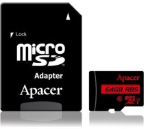 Apacer memory card Micro SDXC 64GB Class 10 UHS-I (up to 85MB/s) +adapter AP64GMCSX10U5-R