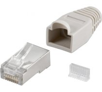 Goobay 68746 RJ45 plug, CAT 5e STP shielded with strain-relief boot, grey 68746