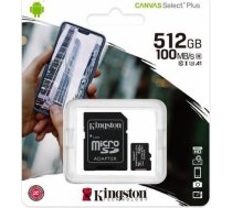 Kingston 512GB micSDXC Canvas Select Plus 100R A1 C10 Card + ADP SDCS2/512GB