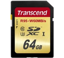 Transcend memory card SDXC 64GB Class10 UHS-I U3 (read/write: 95/60MB/s) TS64GSDU3