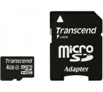 Transcend memory card Micro SDHC 4GB Class 4 + adapter TS4GUSDHC4