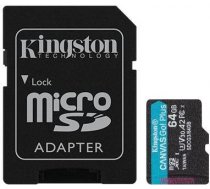 Kingston micro SDXC Canvas Go Plus 64GB Memory Card with SD Adapter Class10 SDCG3/64GB