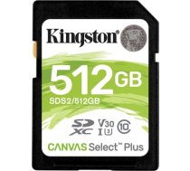 Kingston 512GB SDXC Canvas Select Plus 100R C10 UHS-I U3 V30 EAN: 740617298192 SDS2/512GB