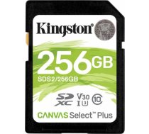 Kingston 256GB SDXC Canvas Select Plus 100R C10 UHS-I U3 V30 EAN: 740617298123 SDS2/256GB