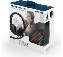 Gembird Stereo headset MHS-03-BKRD Built-in microphone, Headband/On-Ear, 3.5 mm jack, Black colour with red ring MHS-03-BKRD