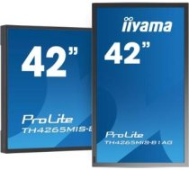 Iiyama 42", 20-Points Infrared Touch, 1920x1080, Full Metal Housing, 400cd/m², 3.000:1, Landscape or Portrait mode, Ambient Light Sensor / TH4265MIS-B1AG TH4265MIS-B1AG
