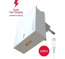 Swissten Premium 25W Samsung Super Fast Charging lādētājs ar 1.2 m USB-C uz USB-C kabeli Balts SWISSTEN PREMIUM 25W SAMSUNG SUPER FAST CHARGING