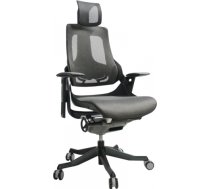 Biroja krēsls WAU ar galvas balstu 65x49xH112-129cm, sēdeklis: audums, krāsa: pelēka, korpuss: melns 09841