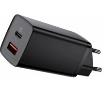 Baseus GaN CCGAN2L-B01 Tīkla Lādētājs USB / USB-C / 65W / 5A / Quick Charge 3.0 Melns CCGAN2L-B01