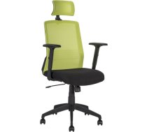 Biroja krēsls BRAVO 62x53xH107-114,5cm, sēdvieta: audums, krāsa: melns, muguras daļa: tīklveida audums, krāsa: zaļš 21144