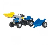 Rolly Toys Kid New Holland traktors ar kausu un piekabi, zils