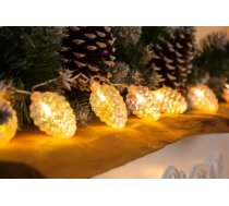 MagicHome Ziemassvētku Pine ķēde, 10 LED silti balta, ar čiekuriem, 2xAA, vienkāršs apgaismojums, apgaismojums, L-1,35 m