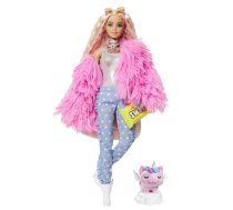 Barbie Lelles un aksesuāri - Barbie Extra Doll-Fluffy Pink Jacket lelle GRN28, 0887961908480, GRN28 Barbie® Extra Doll-Fluffy Pink Jacket, Barbie Extra Doll-Fluffy Pink Jacket lelle