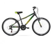 Bērnu velosipēdi - pusaudžu - Bērnu velosipēds ROMET RAMBLER 24" 13S black/green, 5000000289639, ROMET RAMBLER 24 MEL/ZAĻ (AR) 2224605 13S, Bērnu velosipēds ROMET RAMBLER