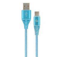 Gembird USB Male - USB Type C Male Premium cotton braided 2m Blue/White (CC-USB2B-AMCM-2M-VW)