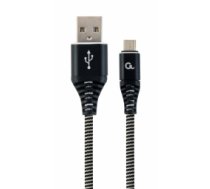 Gembird USB Male - Micro USB Male Premium cotton braided 2m Black/White (CC-USB2B-AMMBM-2M-BW)