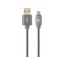 Gembird USB Male - Micro USB Male Premium spiral metal 1m Metallic Grey (CC-USB2S-AMMBM-1M-BG)