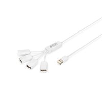 Digitus USB 2.0 Cable Hub, 4-Port with 4x USB A Female, 1x USB A Male, DC 2.5mm (Power Supply Unit not included) | DA-70216 (DA-70216)