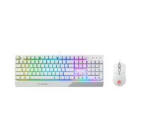 MSI Vigor GK30 COMBO WHITE Keyboard and Mouse Set Wired Mouse included Keyboard stunning RGB lighting effects in 6 areas. CLUTCH GM11 gaming mouse Stunning RGB lighting with over 7 lighting effects. 5-level DPI sensor matches with 5 different colors US Wh