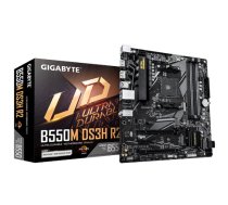 GIGABYTE B550M DS3H R2 | AMD processor family | AM4 processor socket | DDR4 DIMM | Supported hard drive interfaces: SATA, M.2 | 4 SATA connectors (B550M DS3H R2)